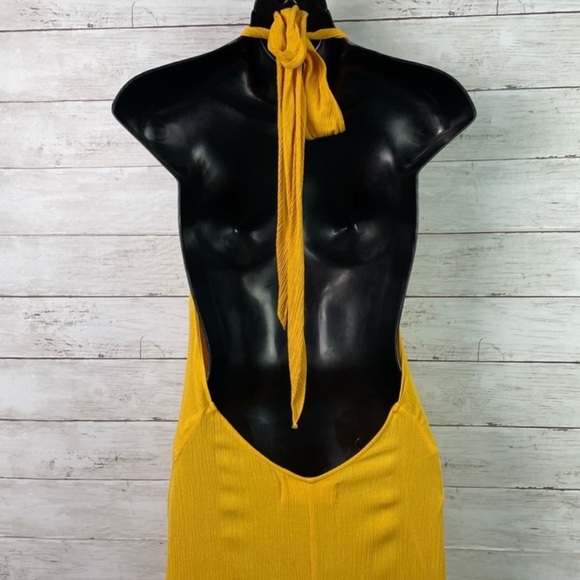*SOLD* Mara Hoffman Lucille Maxi Dress Swim Cover-Up Sunflower Yellow Halter Tie - Picture 10 of 13